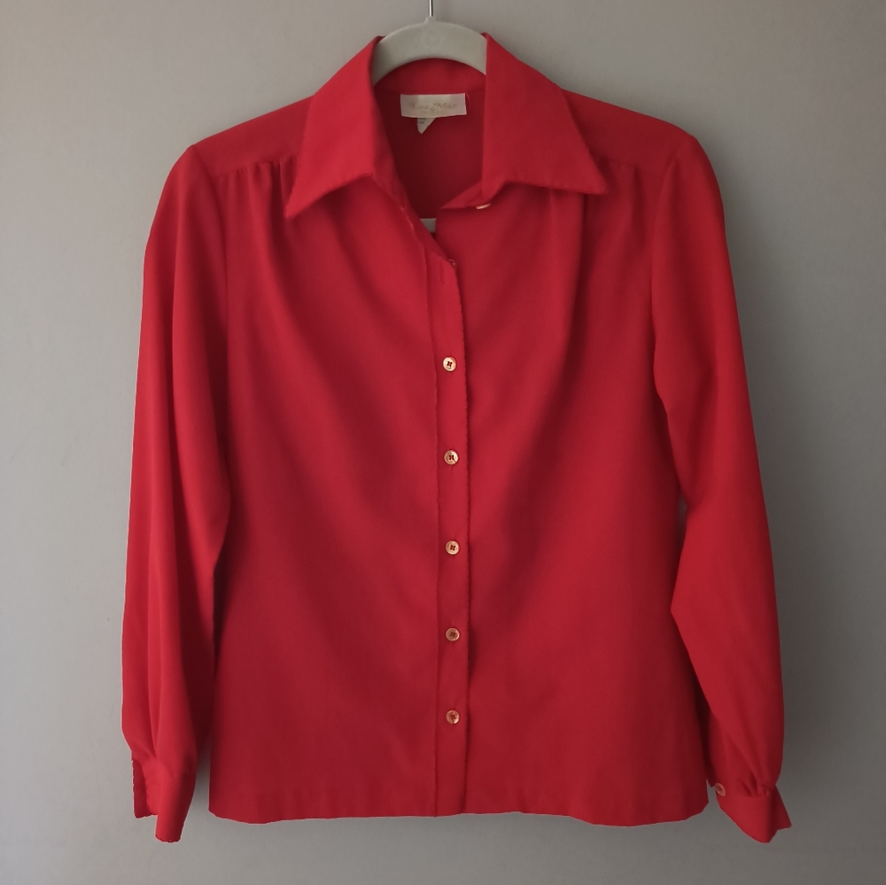 Lee Mar red button down shirt size women's 8 vintage